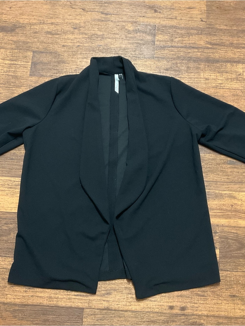 NY Collection Black Open-Front Draped Blazer